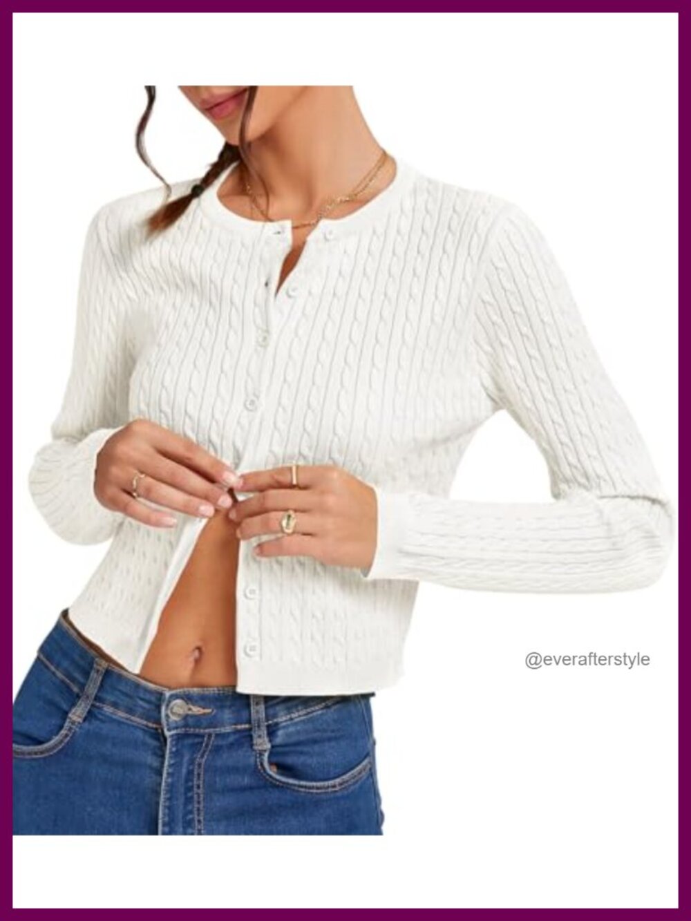 Women Cropped Cable Knit Cardigan Lightweight Button Up Sweater